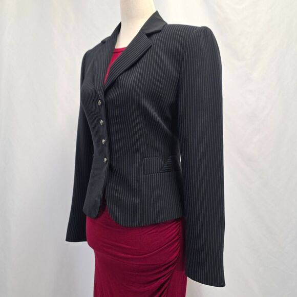 Tahari Four Button Pin Striped Blazer Size 4 Petite - Picture 4 of 11